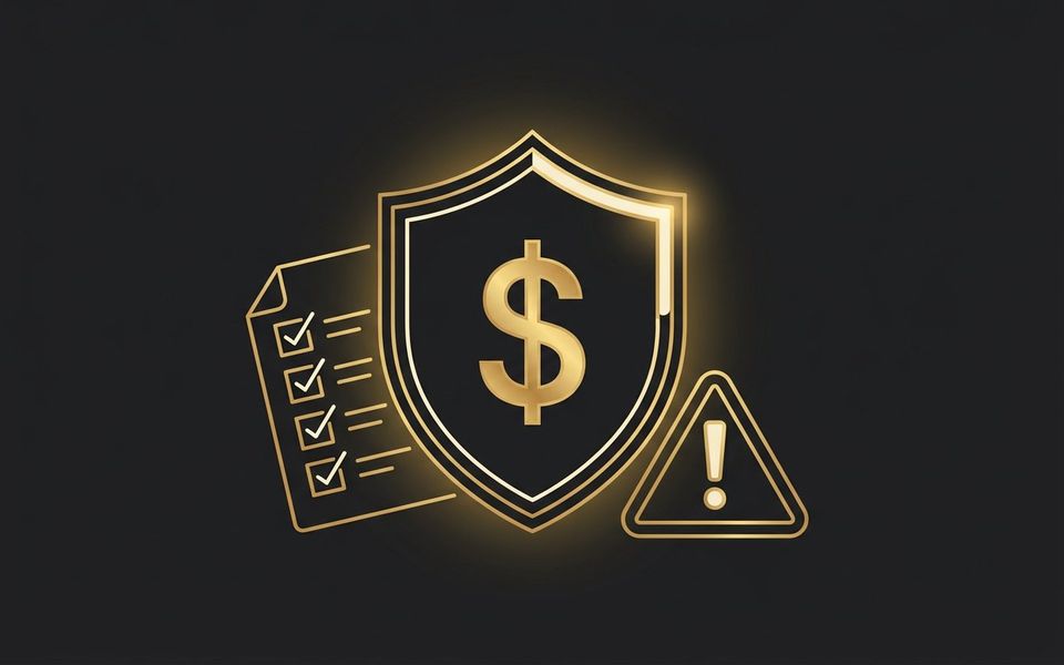 درع واقٍ يحيط بعلامة الدولار مع قائمة تحقق — الأمان والالتزام بسياسات Google AdSense