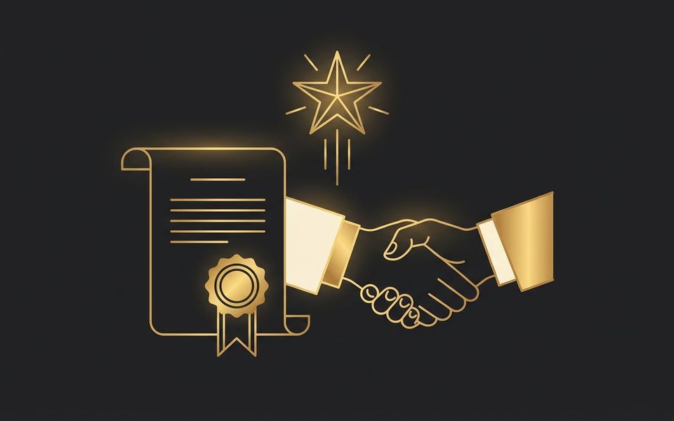 مستند عرض عمل بختم ذهبي ومصافحة ونجمة صاعدة — الحصول على أول عميل على Upwork